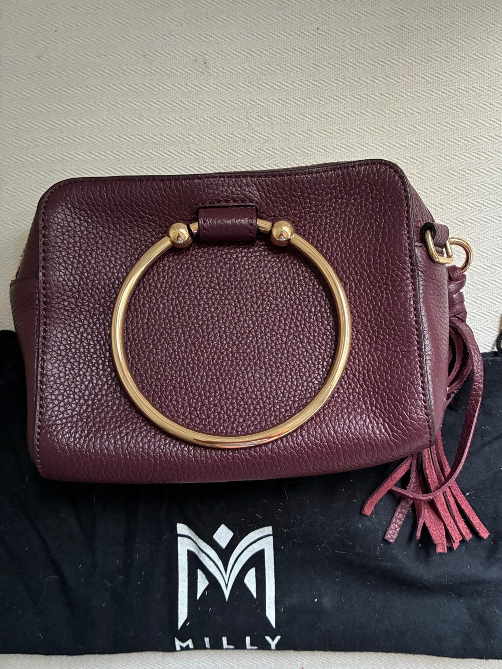 Milly Plum Pebbled Leather Crossbody